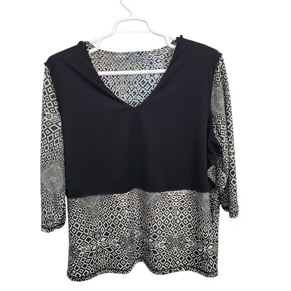 Fashion Bug Size 22 24 Top Mirror Ball Flashy Sequin Geometric Stretch Party - Picture 7 of 14